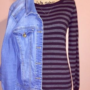 Ana Black and gray striped sweater dress